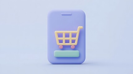 Wall Mural - smartphone with mobile shopping cart icon and checkout button for ecommerce