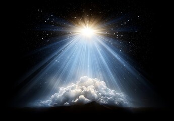 Wall Mural - a robust release of light particles amidst a dark background, emphasizing a scientific principle