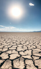 Wall Mural - dry land and eroded soil, drought and global warming concept