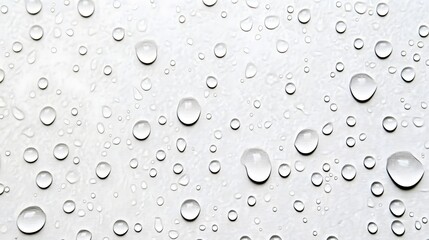 Aufkleber - Captivating close up of isolated water drops on a crisp white background highlighting the natural beauty and simplicity of this natural element  The transparent droplets create a stunning