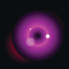 Wall Mural - illustration of a purple planet with luminous rings and glowing flares, creating a cosmic atmosphere