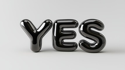 Wall Mural - high-resolution 3d text rendering of the word yes in black on a white background for creative projec