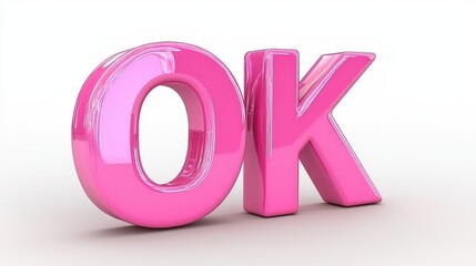 Wall Mural - high resolution 3d pink ok text on white background for creative projects and designs