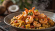 © Andrey - Delicious Brazilian Vatapá with shrimp in rustic kitchen, culinary art