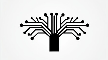 Wall Mural - minimalist black tree logo design on white background for modern branding and creative projects