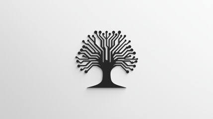 Wall Mural - minimalist black tree logo design on white background with modern aesthetic for creative branding an