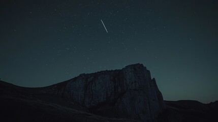 Wall Mural - Starry Night Mountain Majesty: A Breathtaking Nighttime Landscape