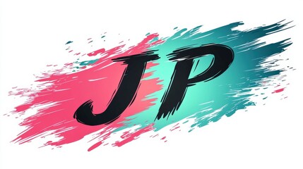 Wall Mural - creative vector logo with jp letters on colorful brush stroke background in stunning design