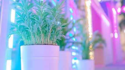 Poster - Plants glowing neon light urban setting