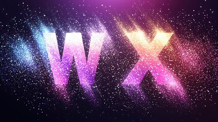 Wall Mural - Colorful Vector Logo Design Featuring Letters WX in Artistic Gradient with Sparkles and Light Effects