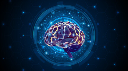 Fototapete - Artificial neural network or artificial intelligence brain. Digital brain science for future learning. modern technology innovation concept background	