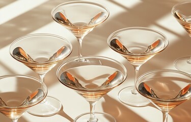 Wall Mural - Elegant martini glasses arranged with natural light highlighting their features