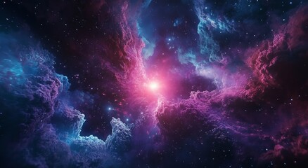 Wall Mural - colorful cosmic nebula showcasing vibrant hues of purple, blue, and pink