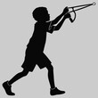 © MD. MIZANUR - a child playing with a slingshot silhouette vector design art and illustration