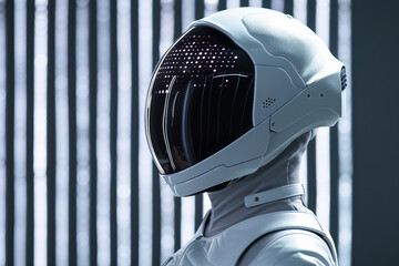 Wall Mural - photo of cosmonaut in a protective spacesuit made generative ai technology