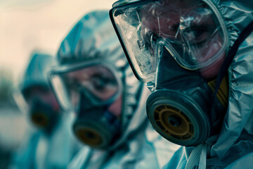 Wall Mural - man in a protective suit made generative ai technology