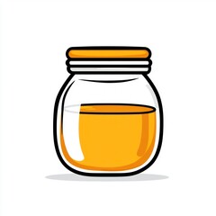 Poster - Honey jar, golden liquid, white background, food illustration, recipe