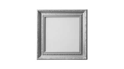 Aufkleber - A silver ornate picture frame with a blank white canvas inside is shown against a black background.