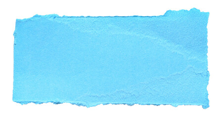 Wall Mural - isolated cut out torn piece of blank light blue paper note cardboard with texture and copy space for