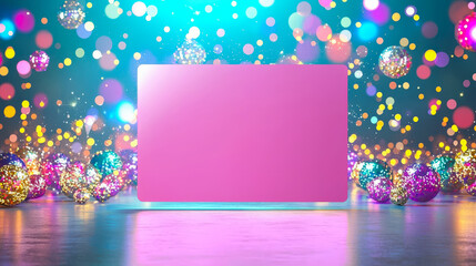 Leinwandbilder - Colored lights and shimmering decorations create a vibrant atmosphere for a festive event