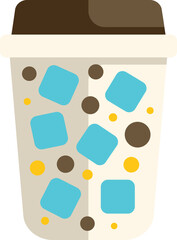 Wall Mural - Refreshing iced bubble tea beverage served in a disposable plastic cup, perfect for a quick and tasty treat