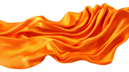 Flowing orange silk fabric with transparent background