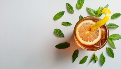 Wall Mural - Refreshing iced tea with lemon and mint.