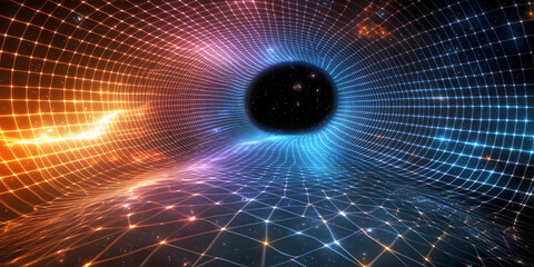 abstract blue grid hole background, ai generated.