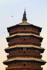 Wooden pagoda in China