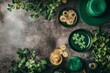 © Ilia - Creative flat lay of st. patrick's day decorations with coins and clover leaves