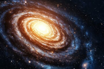 Wall Mural - A stunning image of a spiral galaxy, showcasing vibrant colors and a bright core surrounded by stars in a dark cosmic backdrop.