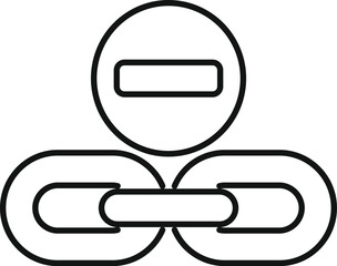 Wall Mural - broken chain link with minus symbol is representing disconnection, loss, or broken relationship