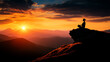 © GoodRNG - A woman's silhouette meditating on a cliff during sunrise