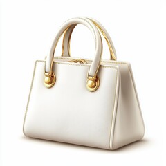 Wall Mural - Luxury handbag with a smooth leather texture and gold accents, isolated on a bright white background