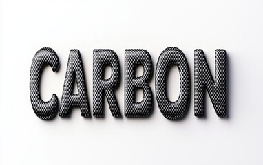 Wall Mural - of the word CARBON made from sleek black carbon fiber texture, isolated on white