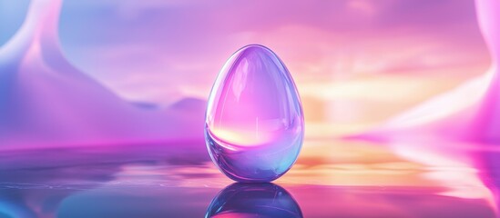 Canvas Print - Ultra-modern mockup background featuring a glass Easter egg with a neon glow, placed on a futuristic reflective surface with soft ambient lighting