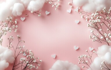 Wall Mural - Romantic mockup background with space for text decorated with a soft cloud-like texture with faint heart silhouettes appearing subtly in the design 