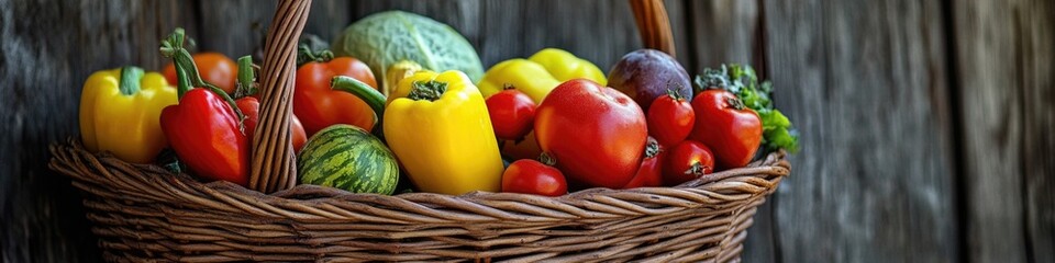 Sticker - A colorful basket overflowing with various vegetables ready for cooking or display