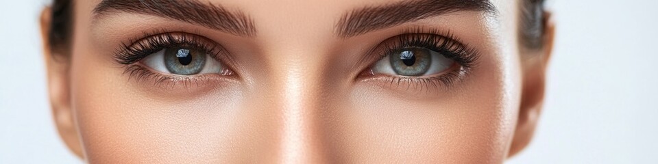 Close-up shot of a woman's eyes with long eyelashes, great for beauty and lifestyle concepts