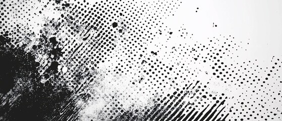 Wall Mural - Abstract Black And White Ink Splatter Texture Design