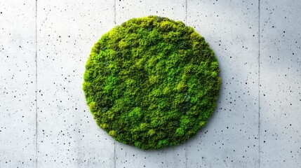 Canvas Print - A natural circle covered with moss on a gray concrete surface