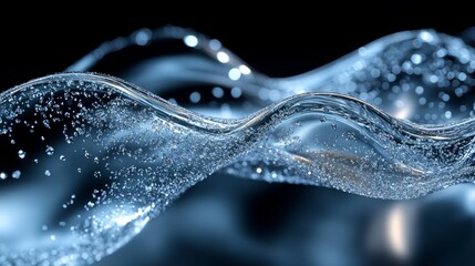 Leinwandbilder - Abstract Sparkling Water Wave: A Symphony of Blue Hues and Shimmering Bubbles