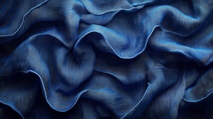 Fototapete - Abstract Draped Blue Fabric Texture: A Luxurious and Elegant Textured Background Image Perfect for Design Projects