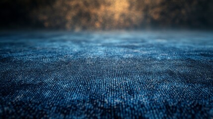 Fototapete - Moody Denim Texture Background: Dark Blue Fabric with Glowing Haze, Perfect for Product Displays and Design Projects