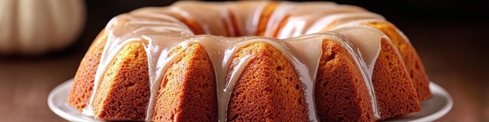 Wall Mural - A delicious bundt cake served with a generous amount of creamy icing, perfect for any occasion