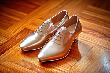 Wall Mural - A pair of shoes sitting on a wooden floor