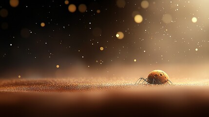 Wall Mural -   A high-resolution image shows a close-up shot of a spider moving across the floor, with a beam of light illuminating the area behind it