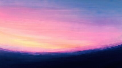 Wall Mural - a painting depicts a pink and blue sky with a plane in the foreground against a blue background