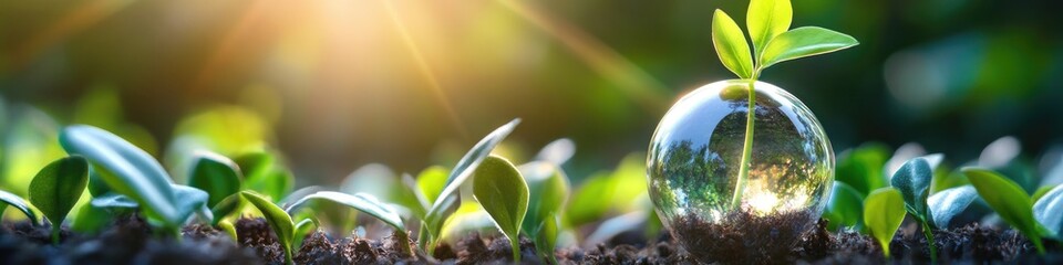 Sticker - A plant emerges from the soil into the warm sunlight