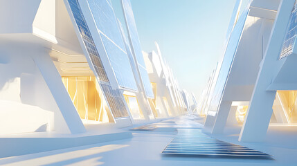 Solar array with AI-based tracking system that optimizes panel positioning to harness solar power efficiently, maximizing energy production during peak sunlight hours.